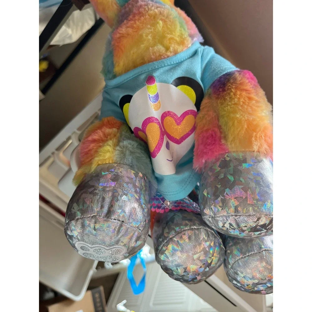 Build A Bear Workshop Rainbow Unicorn Plush Silver Holographic Hooves Seq Outfit